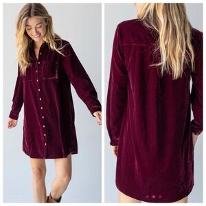 Natural Life Dress Shirt Womens Size X Large Rocky Velvet‎ Cranberry Button Up